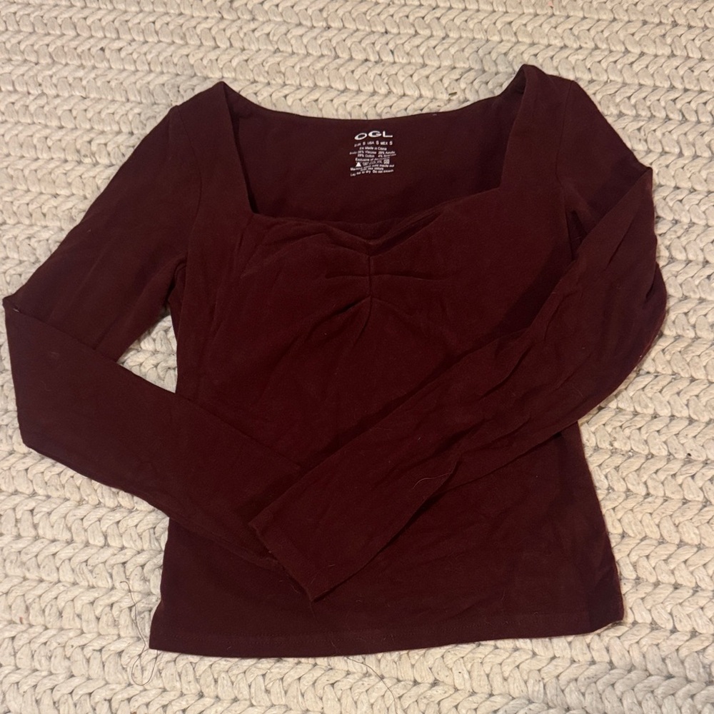 OGL Deep Burgundy Long Sleeve Top